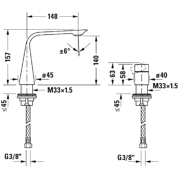 Смеситель Duravit D.1 D11120009046 для раковины, ручка цилиндр, черный матовый - 2 изображение