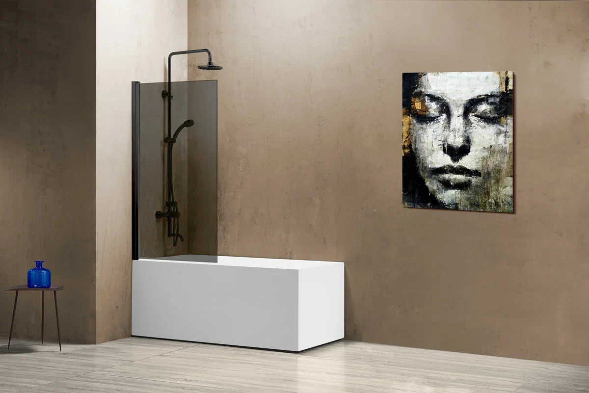 Шторка для ванны Vincea VSB 80x140 см, VSB-11800CGB, профиль черный, стекло тонированное - 3 изображение