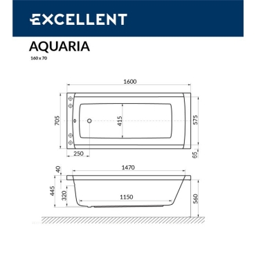 Акриловая ванна 160х70 см Excellent Aquaria WAEX.AQU16.ULTRANANO.CR белая - 3 изображение