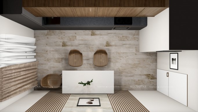 Дизайн Кухня в стиле Современный в бежевом цвете №12837 - 2 изображение