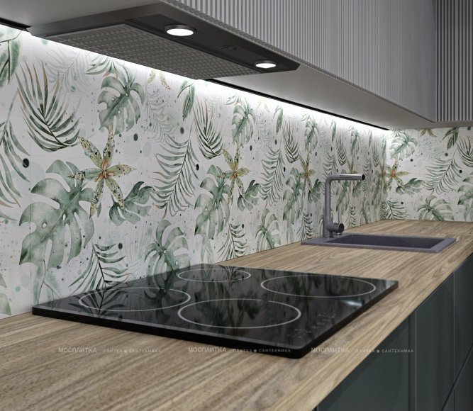 Дизайн Кухня-гостиная в стиле Современный в зеленом цвете №13148 - 4 изображение