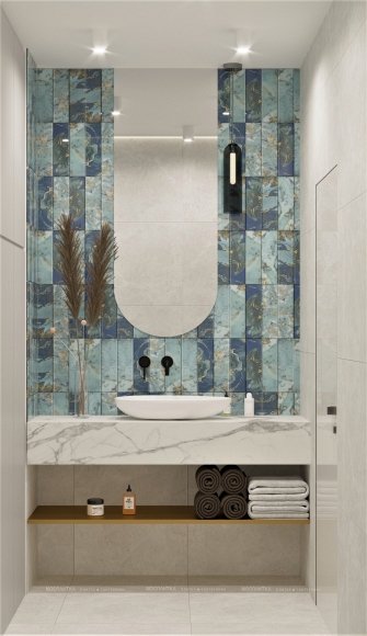 Дизайн Ванная в стиле Современный в голубом цвете №12863 - 5 изображение