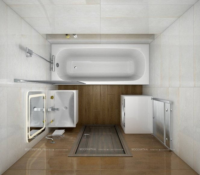 Дизайн Ванная в стиле Современный в коричневом цвете №12380 - 2 изображение