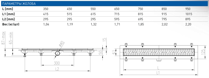 Душевой лоток 85 см Creto Walkway CRE-850 WH с решеткой, хром - 2 изображение