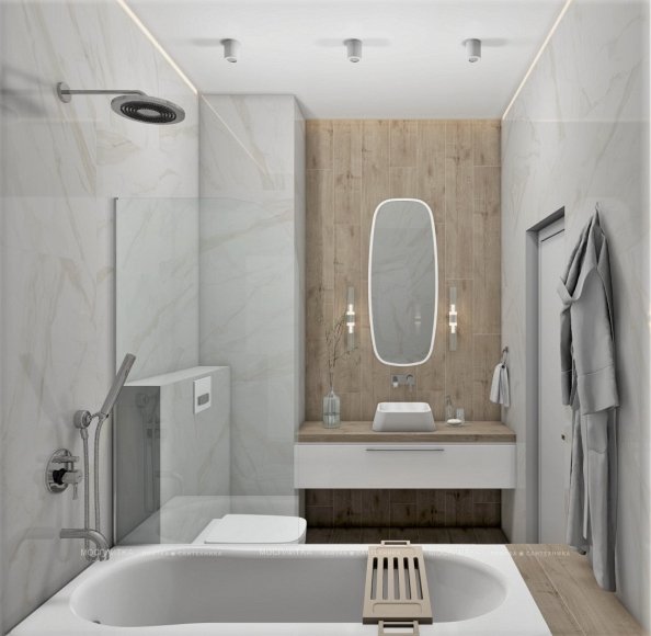 Дизайн Ванная в стиле Современный в белом цвете №12853