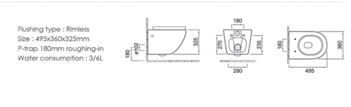 Комплект подвесной безободковый унитаз Creto Logan L1 1001-001-L1W/1 49 см с крышкой-сиденьем микролифт + инсталляция Bocchi 8010-1000 - 32 изображение