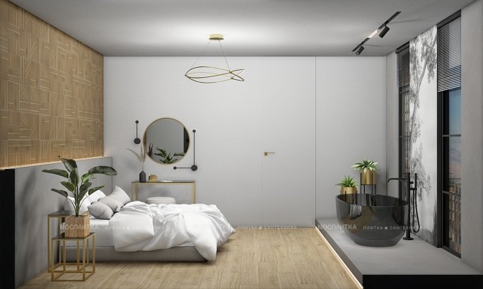 Дизайн Спальня в стиле Лофт в сером цвете №13015 - 3 изображение