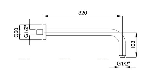 Кронштейн для верхнего душа Cezares CZR-U-TDA-30-01 хром - 2 изображение