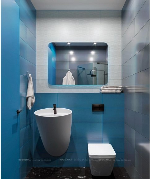 Дизайн Совмещённый санузел в стиле Современный в синем цвете №13103 - 3 изображение