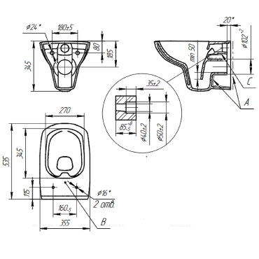 Комплект подвесной безободковый унитаз Cersanit Carina XL 64440 с крышкой-сиденьем микролифт + инсталляция с кнопкой хром матовый - 6 изображение