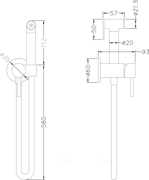 Гигиенический душ Creto Element 2.0-PWM-CR со смесителем, хром глянец - 2 изображение