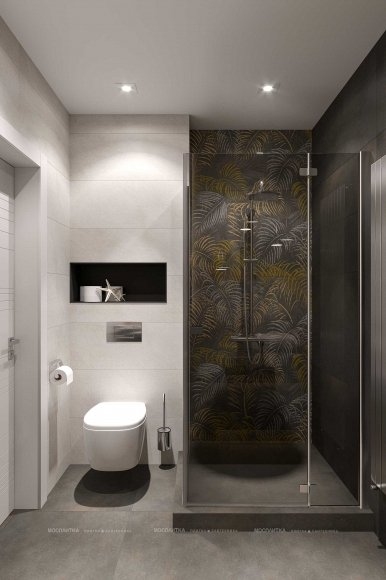 Дизайн Ванная в стиле Арт-деко в черном цвете №12372 - 4 изображение