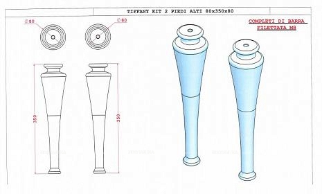 Ножки Cezares Tiffany 2 шт. 40388 blu petrolio - 2 изображение