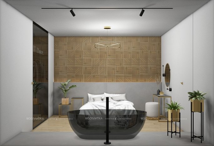 Дизайн Спальня в стиле Лофт в сером цвете №13015 - 4 изображение