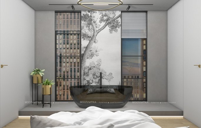 Дизайн Спальня в стиле Лофт в сером цвете №13015 - 7 изображение