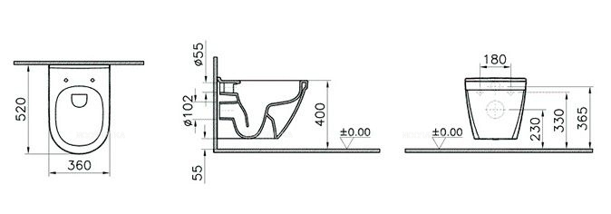 Комплект подвесной безободковый унитаз Vitra S50 7740B003-0850 , с функцией биде + инсталляция Am.Pm ProI 012704 - 2 изображение