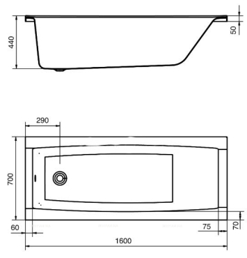 Акриловая ванна Santek Санторини 160х70 см - 3 изображение