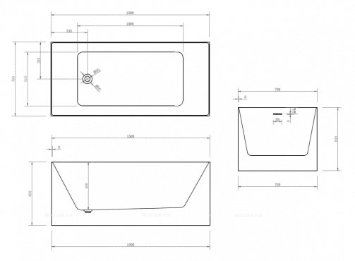 Акриловая ванна Abber 150х70 см AB9274-1.5, белый - 5 изображение
