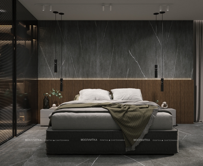 Дизайн Спальня в стиле Минимализм в сером цвете №13246 - 5 изображение