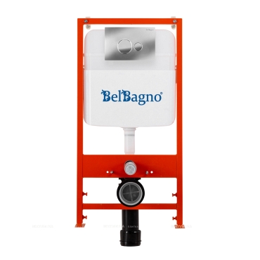 Инсталляция для подвесного унитаза BelBagno BB026/BB081CR с панелью смыва, хром глянцевый - 2 изображение