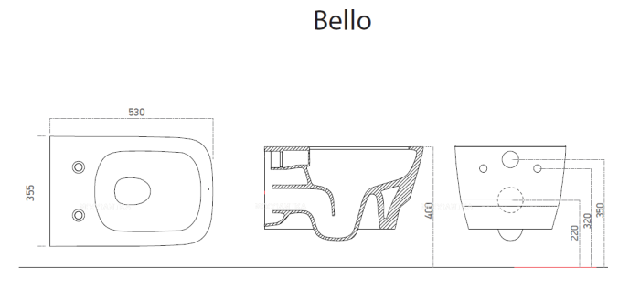 Унитаз подвесной безободковый Boheme Bello 971-W белый глянец - 5 изображение