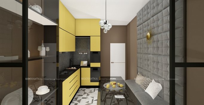 Дизайн Кухня в стиле Современный в черно-белом цвете №12860 - 5 изображение