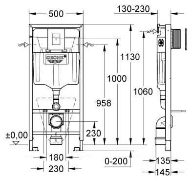 Комплект подвесной безободковый унитаз Creto Logan L1 1001-001-L1W/1 49 см с крышкой-сиденьем микролифт + инсталляция Grohe Rapid SL 38775001 4 в 1 с кнопкой смыва - 37 изображение