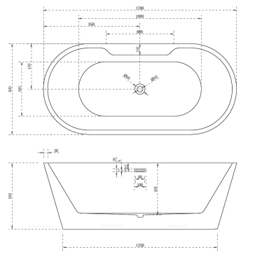 Акриловая ванна Abber 170х80 см AB9299-1.7, белый - 4 изображение