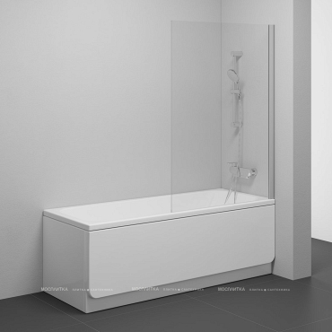 Шторка для ванны Ravak Pivot PVS1-80 сатин + транспарент 79840U00Z1, серый - 2 изображение