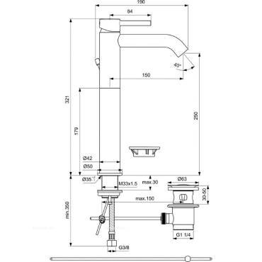 Смеситель для раковины с удлиненным корпусом Ideal Standard CERALINE BC194XG - 3 изображение