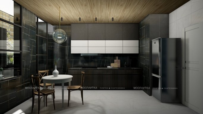 Дизайн Кухня в стиле Эклектика в сером цвете №12833 - 7 изображение