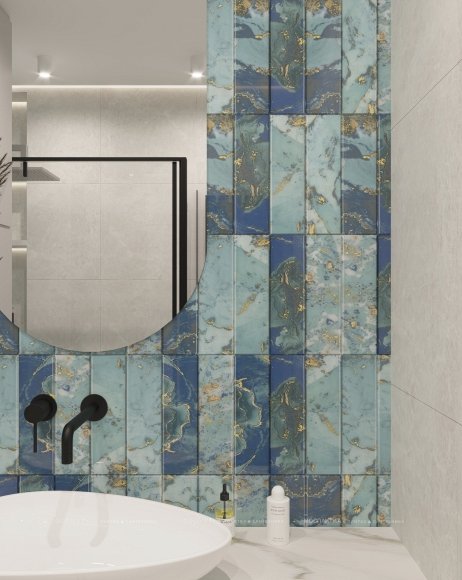 Дизайн Ванная в стиле Современный в голубом цвете №12863 - 6 изображение