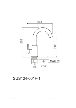 Смеситель для раковины РМС SUS124-001F-1 нержавеющая сталь - 5 изображение