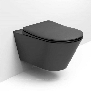 Комплект подвесной безободковый унитаз Creto Logan L3 черный матовый 1003-002-L3BlMat + инсталляция Am.Pm ProC I012707.0238 с клавишей смыва ProC S, чёрная матовая - 4 изображение