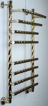 Полотенцесушитель водяной Двин F braid 100/50 1"-3/4"-1/2" 4627166551366, золотой хром - 3 изображение