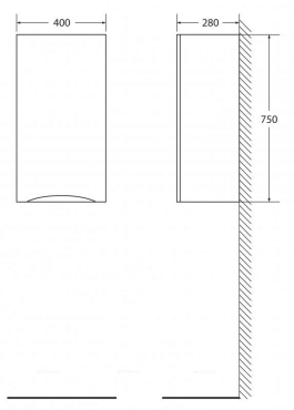 Подвесной шкаф BelBagno FLY-MARINO-750-1A-SC-BL-P-R, 40 х 30 х 75 см, Bianco Lucido/белый глянец, правосторонний - 3 изображение