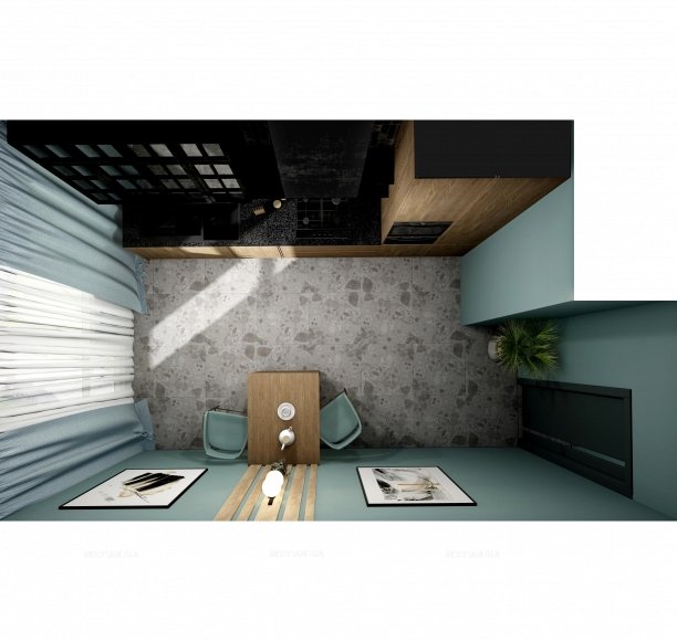 Дизайн Кухня-гостиная в стиле Современный в сером цвете №12876 - 2 изображение