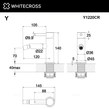 Смеситель для биде Whitecross Y chrome Y1220CR хром глянец - 3 изображение