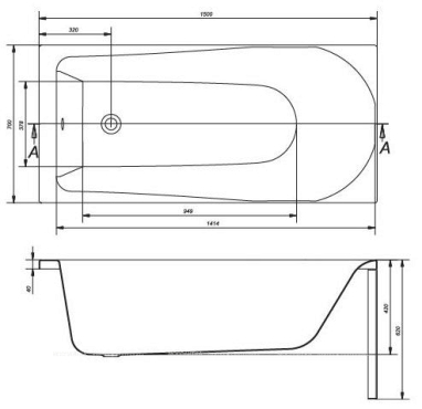 Акриловая ванна Cersanit Flavia 150х70 см - 6 изображение