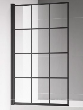 Душевая шторка на ванну AQUAme 80х140 см AQM2858-L профиль черный, стекло прозрачное - 2 изображение