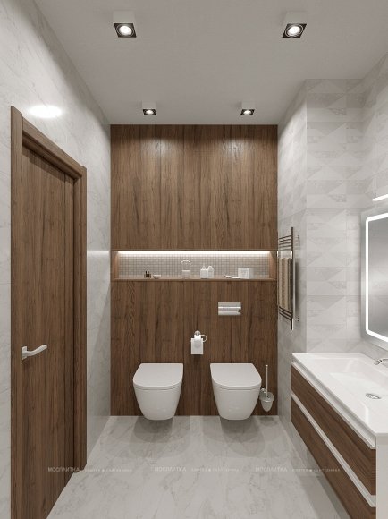 Дизайн Ванная в стиле Современный в белом цвете №11683 - 3 изображение