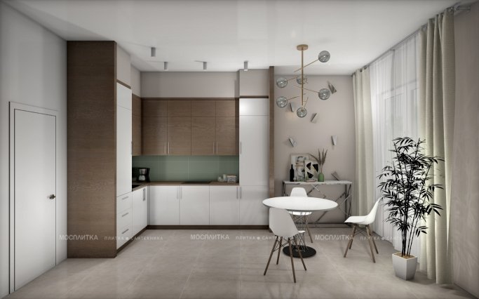 Дизайн Кухня-гостиная в стиле Современный в зеленом цвете №12812 - 4 изображение