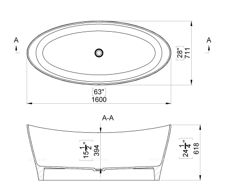 Ванна из исскуственного мрамора Marmite 160х71,1 см, 0073 1600 33 TopSolid, белая - 2 изображение